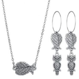 Boho Owl Wings 3 Piece Earring and Necklace Set